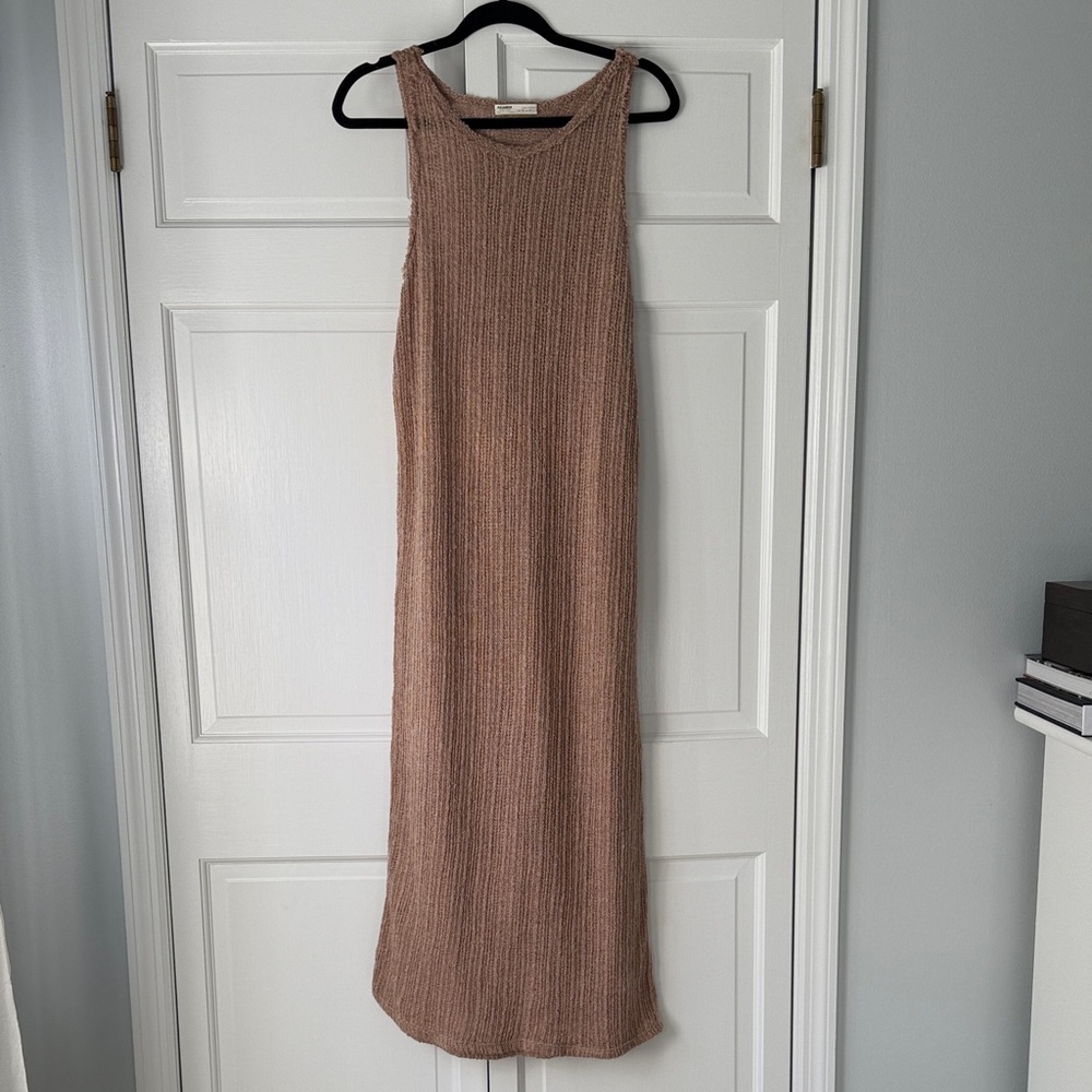 Pull&Bear Sleeveless Knit Maxi Dress - Tan